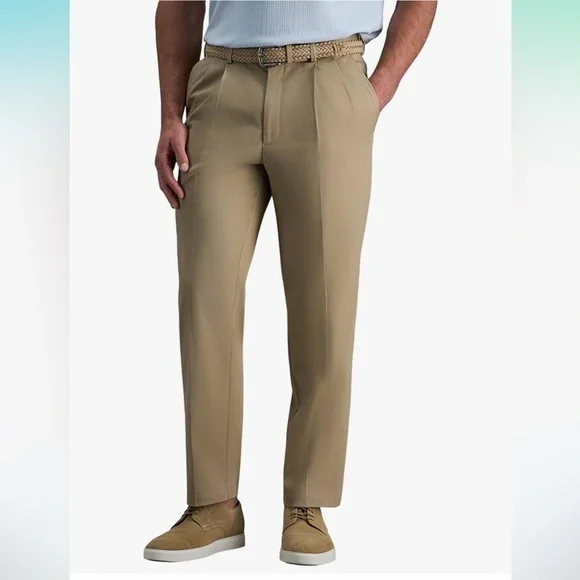 EUC Haggar Men's Tan Classic Dress Pants with pleated front - Picture 1 of 7
